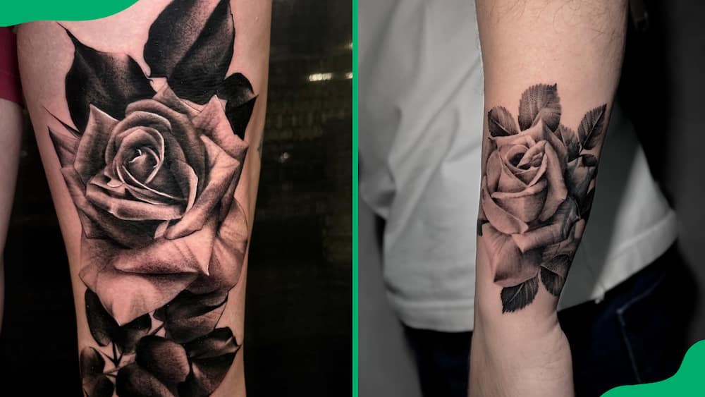Black and grey rose tattoos