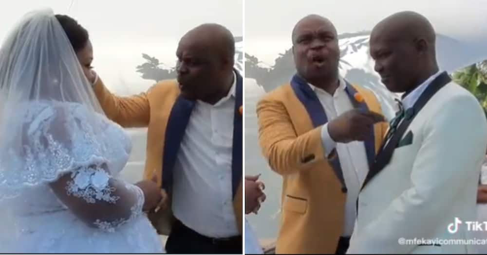 Pastor telling a bride to worship her husband