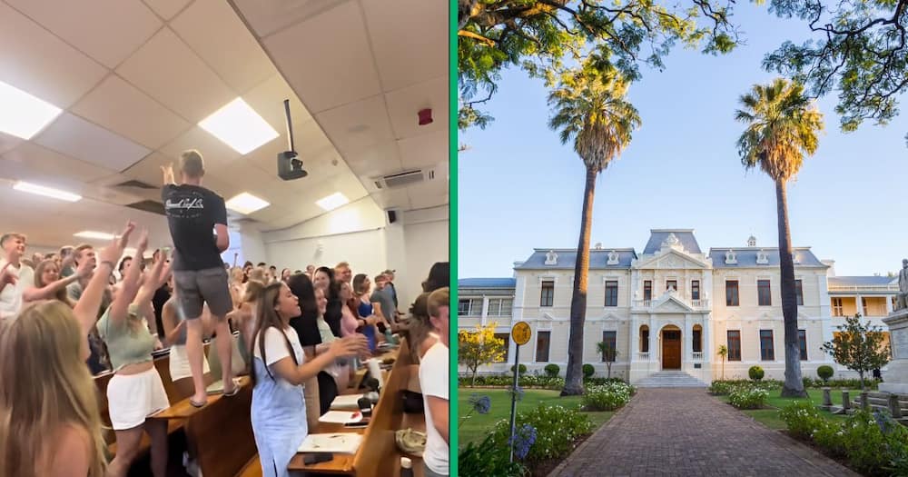 A TikTok video showing Stellenbosh University students singing in a lecture has gone viral.