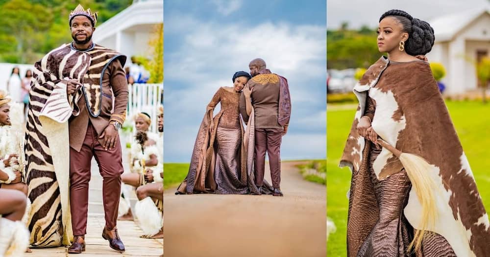 Newlyweds, couple, traditional attire, stunning wedding, Mzansi reacts