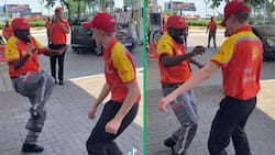 SA's fave petrol attendant teaches mlungu coworker dance moves at Shell garage