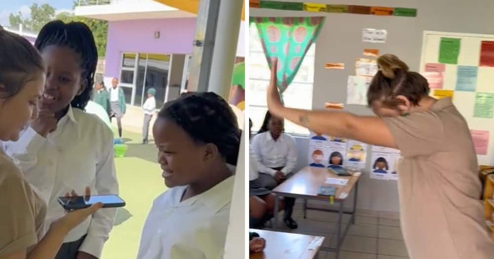A Botswana teacher takes part in the viral dance challenge.