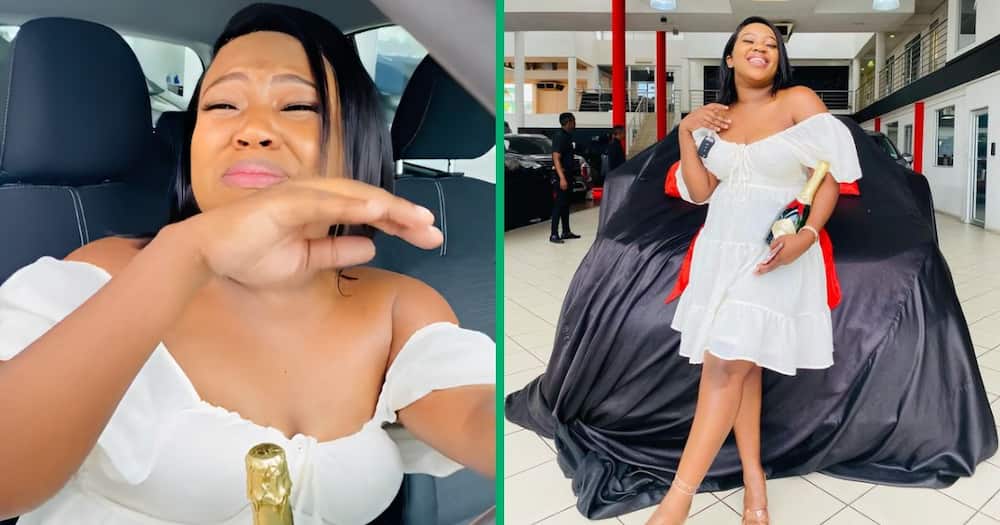 A TikTok video captured a cute moment of a woman battling emotions as she got her brand-new Kia Picanto.