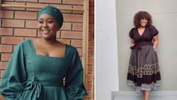 Gorgeous Mzansi woman shows off stunning 2 piece outfit that she made, has people lining up to place orders