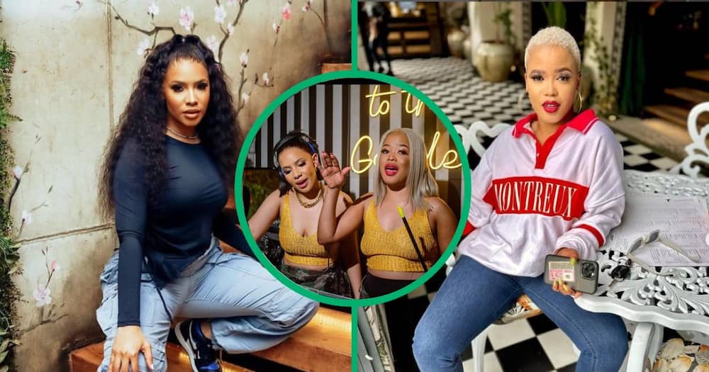 Amapiano newcomers 2 Faced which consists of former 'The Wife' actress Thuli Phongolo and Gqom artist Slenda da dancing DJ.