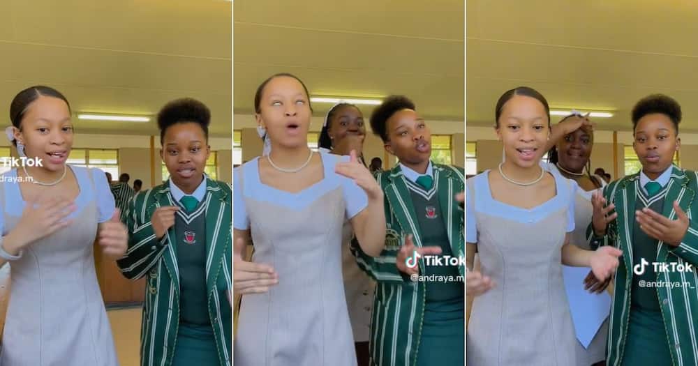 Three schoolgirls did the ampiano dance challenge