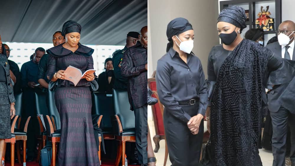 Samira Bawumia in black funeral outfit