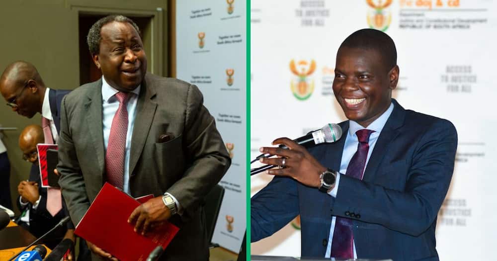 The former Minister of Finance Tito Mboweni and the Minister of Justice and Correctional Services Ronald Lamola were roasted for their shoes