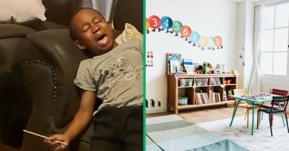 A Grade One boy hilariously acted up when he had to do his big grade homework.