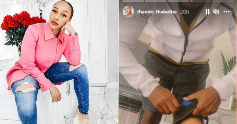 Thando Thabethe, breaks her toe, freak accident, working out