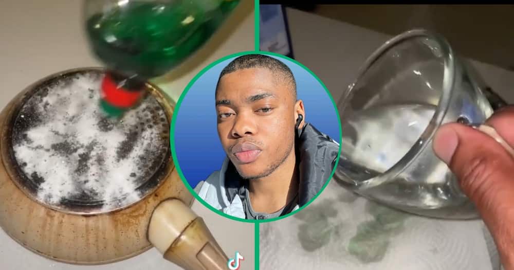 A man reviewed the baking soda and vinegar cleaning hack