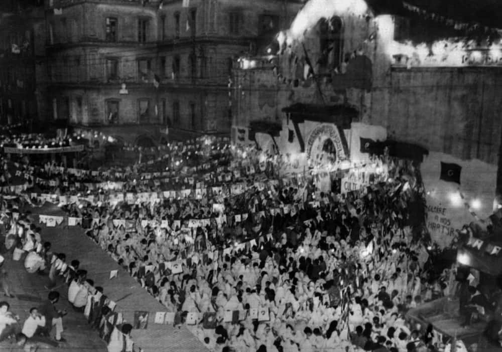 Algerians celebrate in the Kasbah on July 2, 1962, a day after the referendum on independence from France