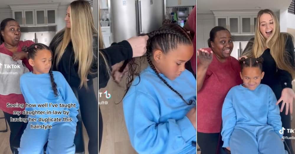 American White Lady Learns to Braid Kid's Curly Hair From Black Mom-in-Law,  TikTok of Her Work Gets  Views 