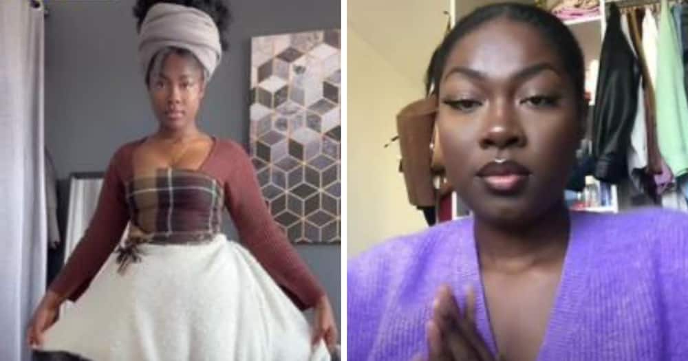 A woman uses household items to channel 'Queen Charlotte'
