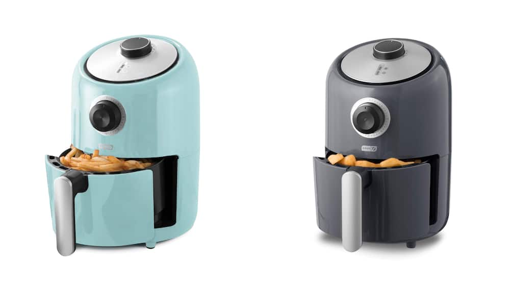 The Dash Compact Air Fryer in blue and black