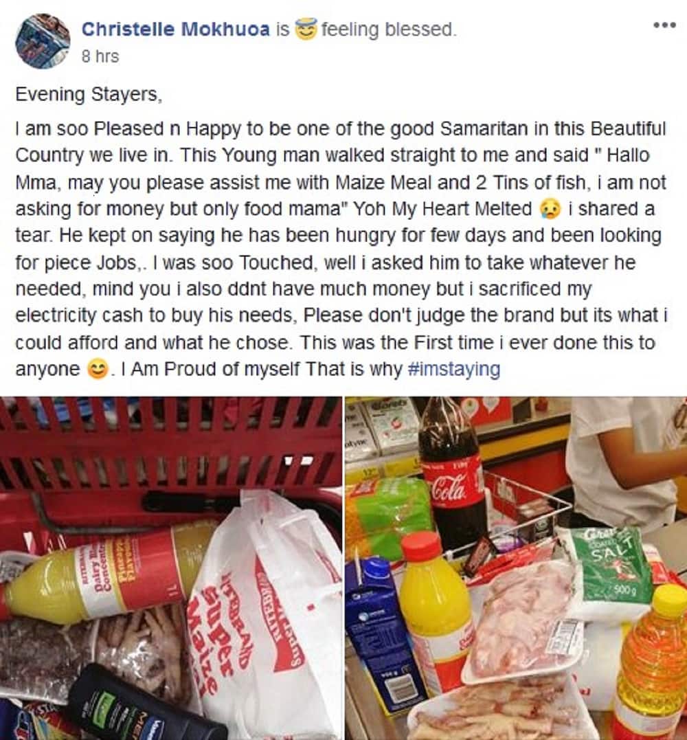 Kind woman buys man groceries after he asks for tins of fish