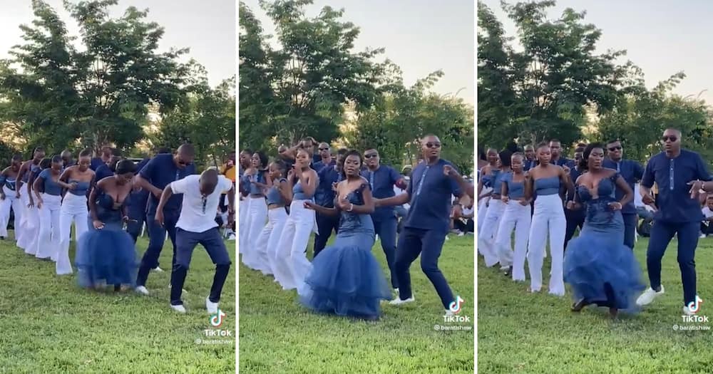 A wedding party busting some moves