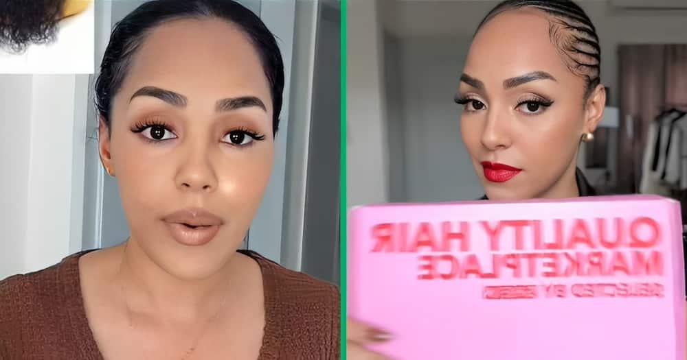 A TikTok video shows a woman unveiling her wig from Shein.