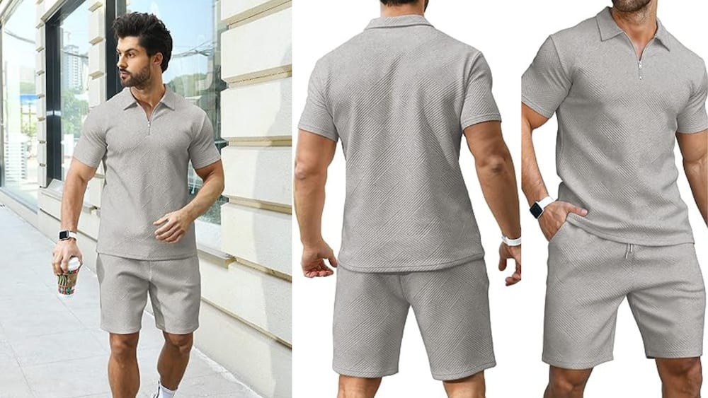 Short-sleeved polo shirt with matching shorts tracksuit