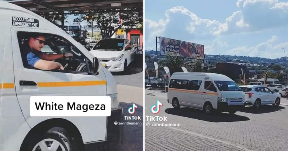 A white mageza swore at a taxi driver