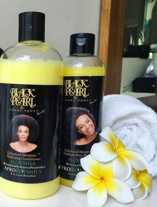 Pearl Thusi hair products and hair care regimen