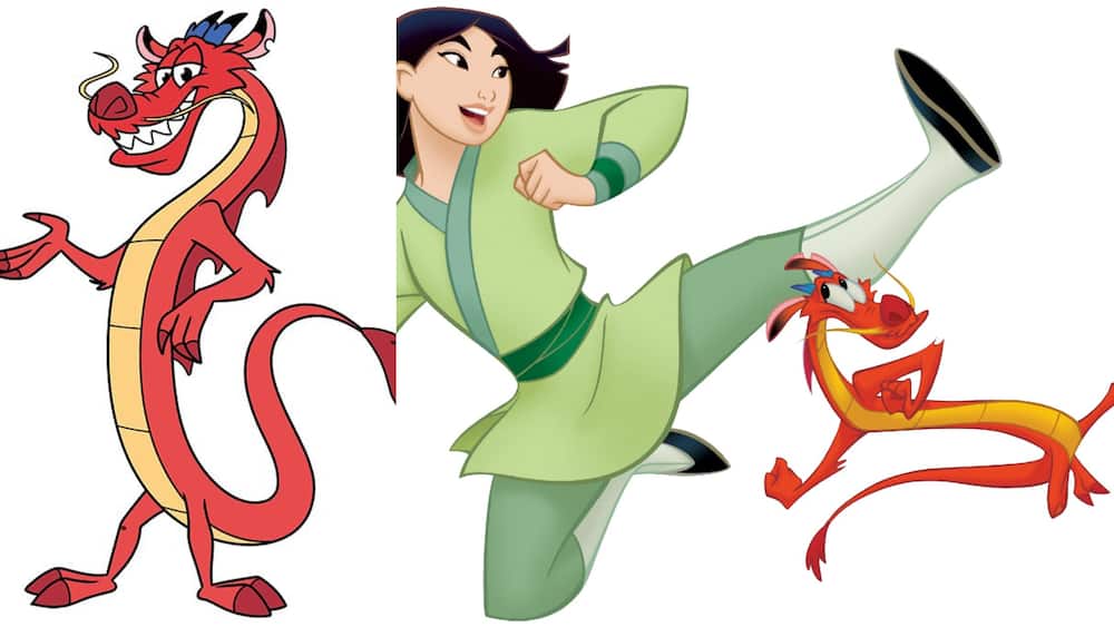 Mushu and Mulan from Disney's Mulan animation