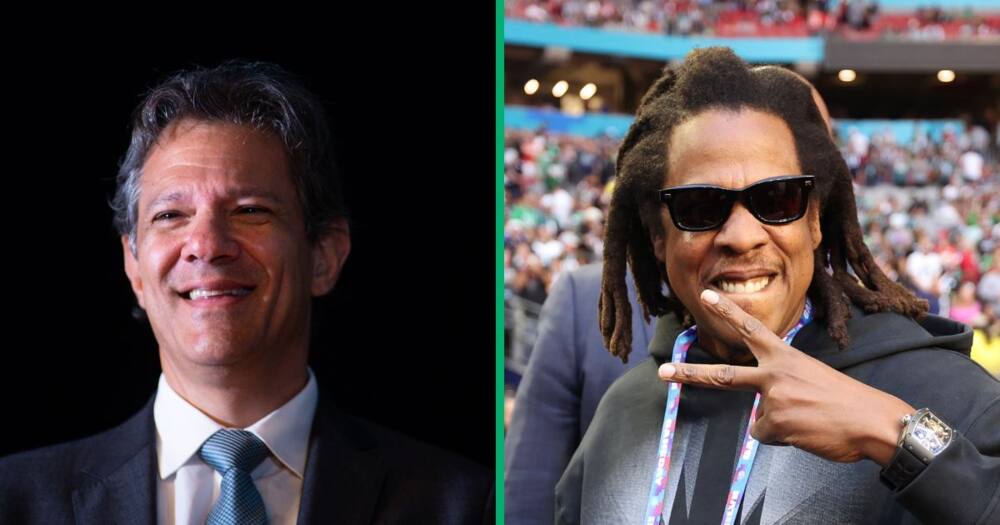 Brazil's Minister of Finance at Fernando Haddad during a press conference at the Bank of Brazil Cultural Centre and Jay-Z attending Super Bowl LVII.