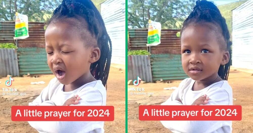 A little girl said a prayer for 2024 in a TikTok video