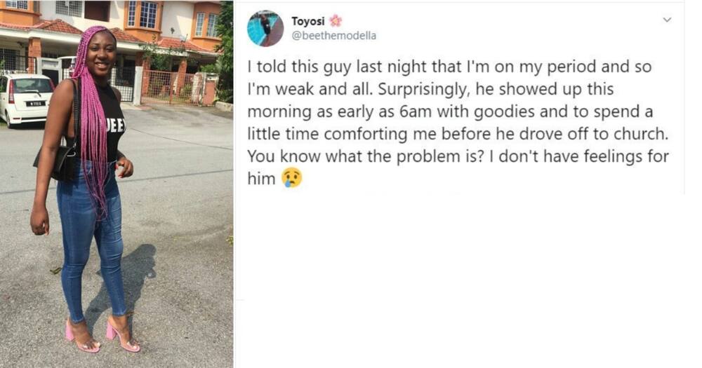 Lady receives criticisms after narrating what a man did for her during her period