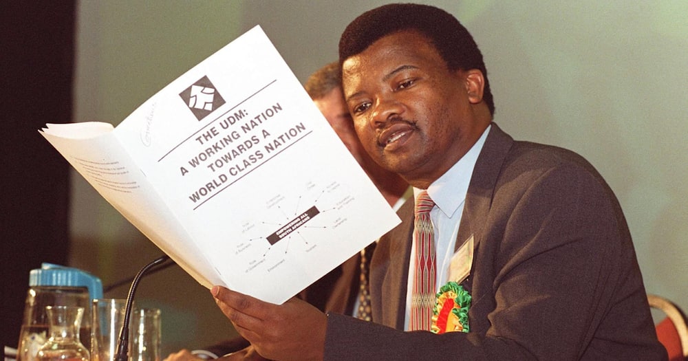 Former leader in the African National Congress (ANC), Bantu Holomisa, is now president of the United Democratic Movement (UDM)