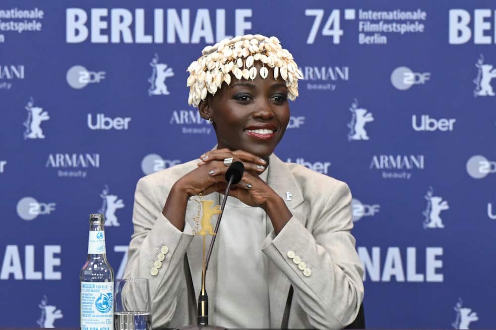 Lupita Nyong'o reacts at the International Jury press conference
