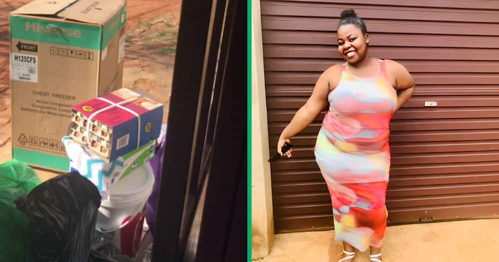 A university student was happy after her parents blessed her with res essentials.