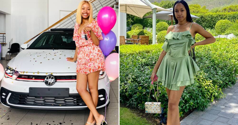 A young lady celebrated her new car on Twitter