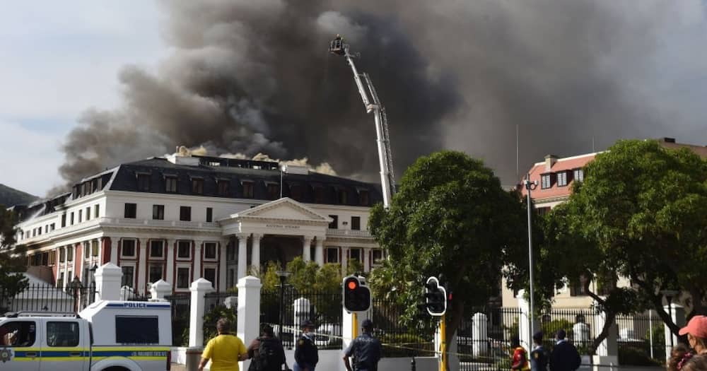 Parliament, fire, Cape Town, insurance, Department of Public Works, South Africa