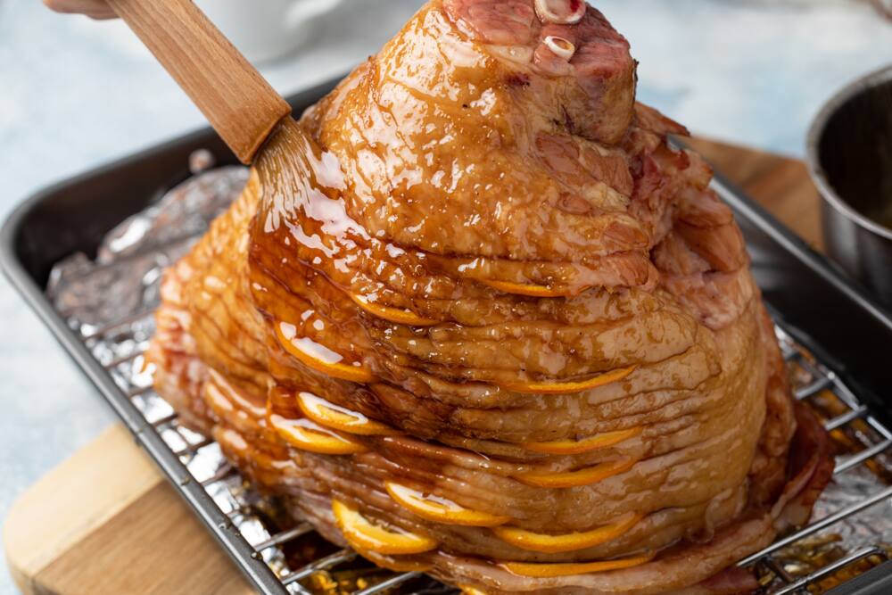 Glazed ham slices