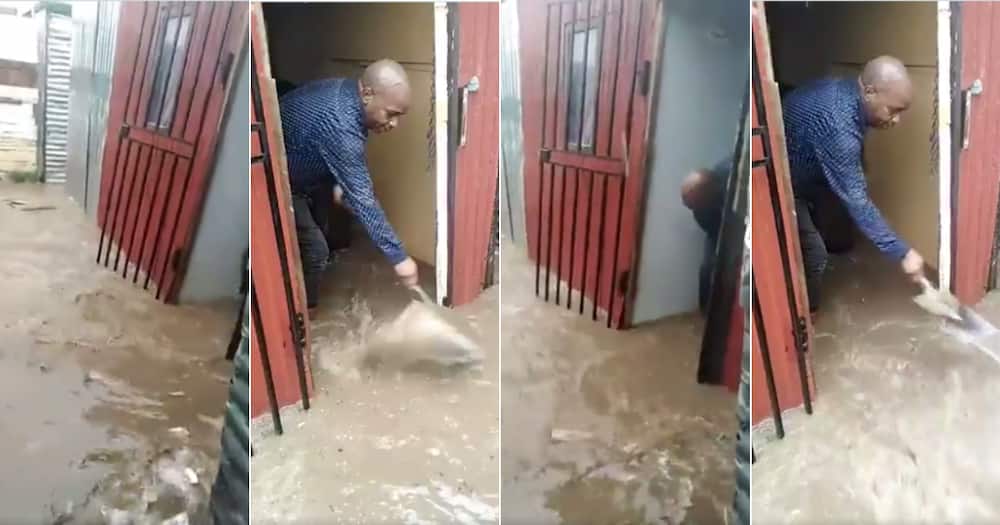 Video of Man Trying to Save His Home From Floods in CPT, SA Feels Sorry for Him