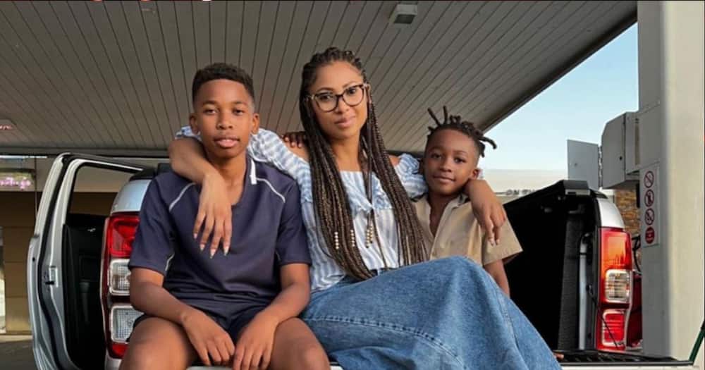 Enhle Mbali showed off her gifts from her sons