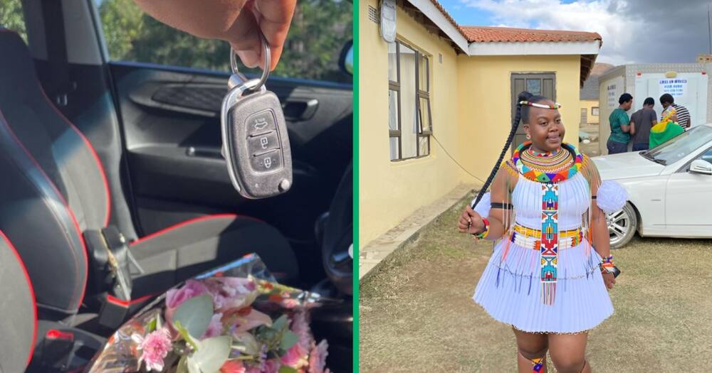 A woman's parents surprised her with a brand new car after graduating