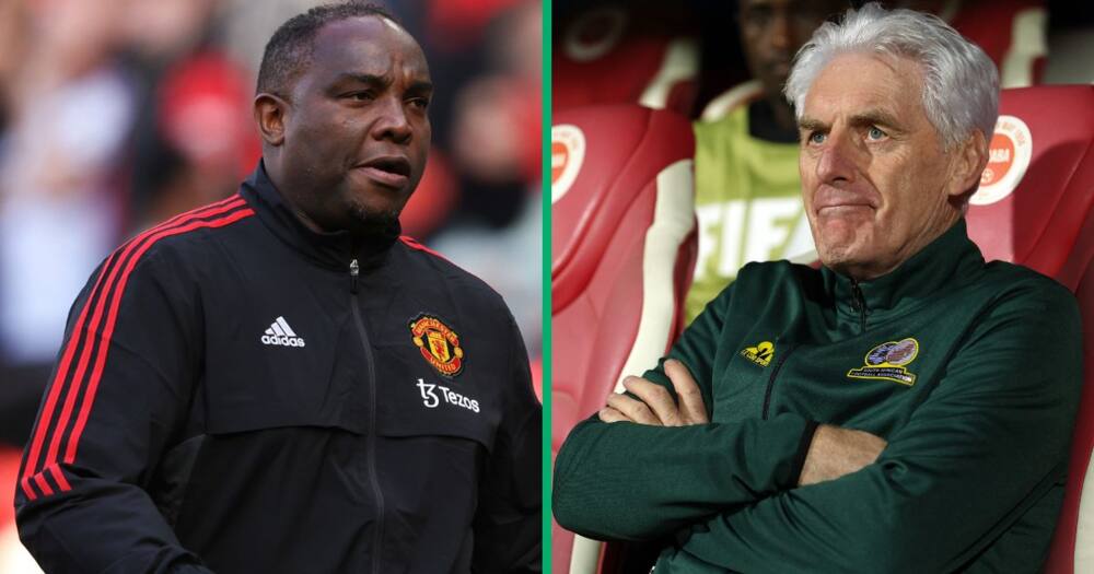 The current Manchester United forward's coach, Benni McCarthy, could replace Bafana's boss, Hugo Broos.