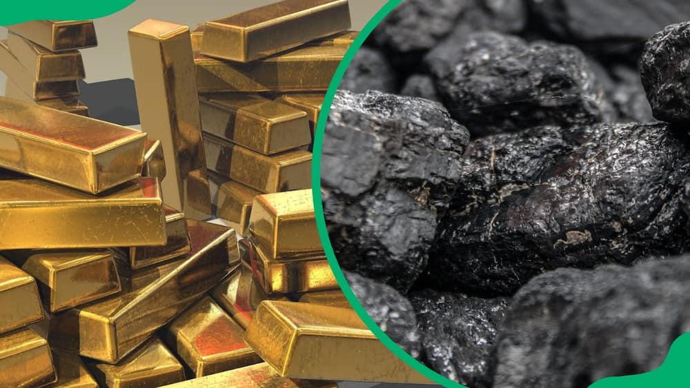 A photo of gold and coal