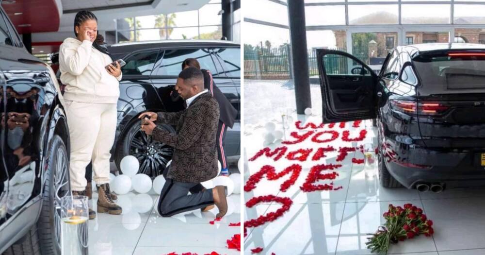 A Loving gent proposed to his soon-to-be wife alongside a brand new Porsche.