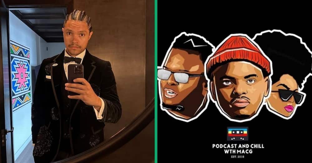 Trevor Noah was welcomed to feature on 'Podcast and Chill'