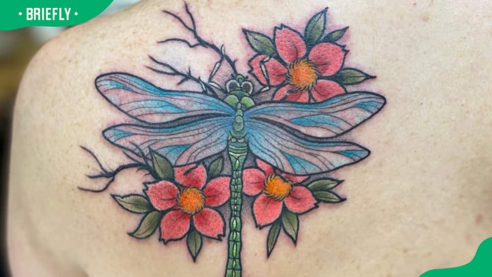 Wildflower dragonfly tattoo