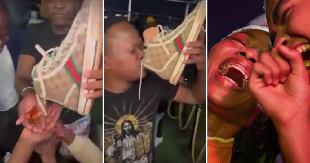 Man, Drinking Expensive Booze, From Gucci Sneaker, at Club Sparks