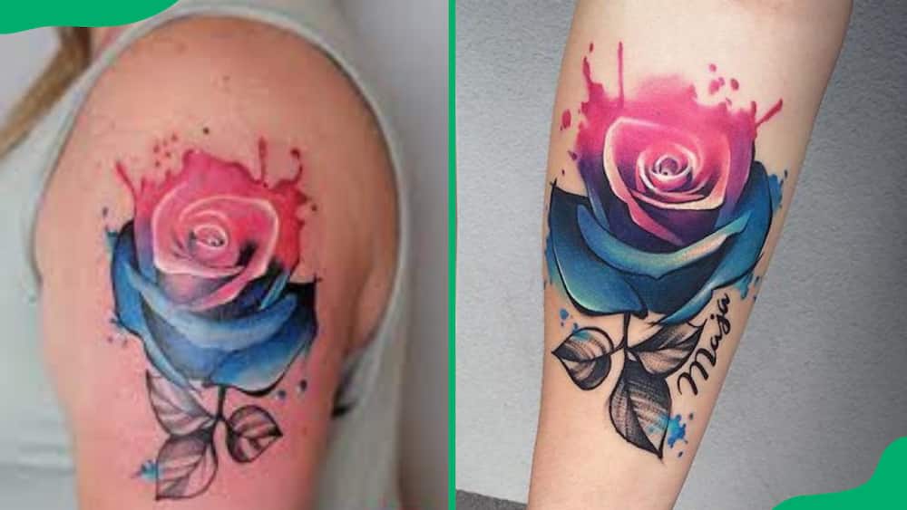 Watercolour rose tattoos