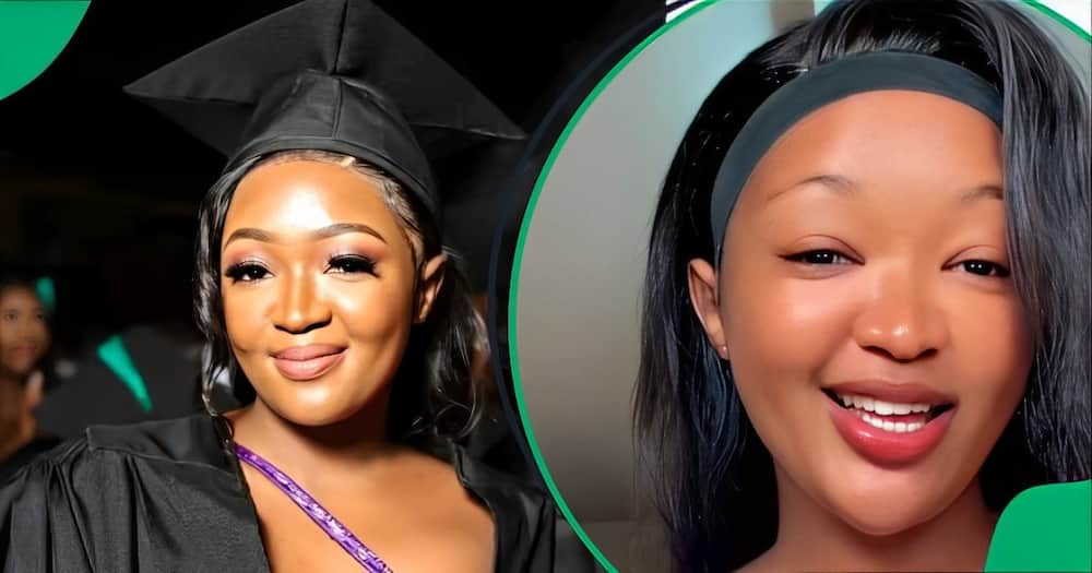 A TikTok video shows a woman being surprised by her baby daddy and his family on graduation day.