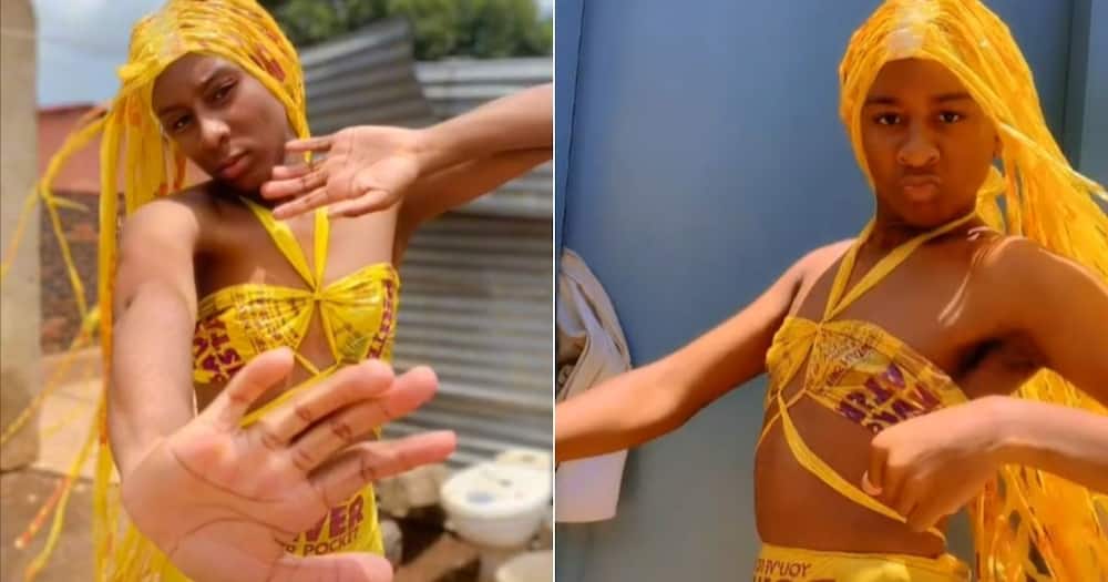 Dancer, Plastic Bag Outfit, Viral Video, Mzansi, South Africa, TikTok