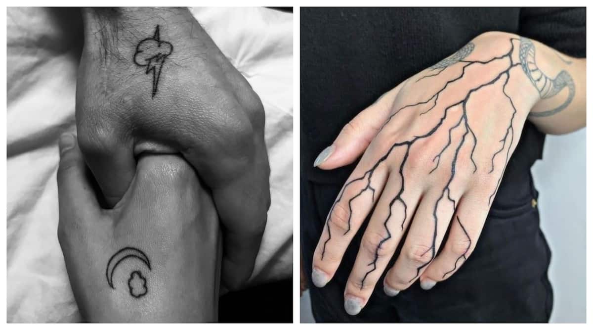 Minimalist lightning bolt tattoo on the wrist
