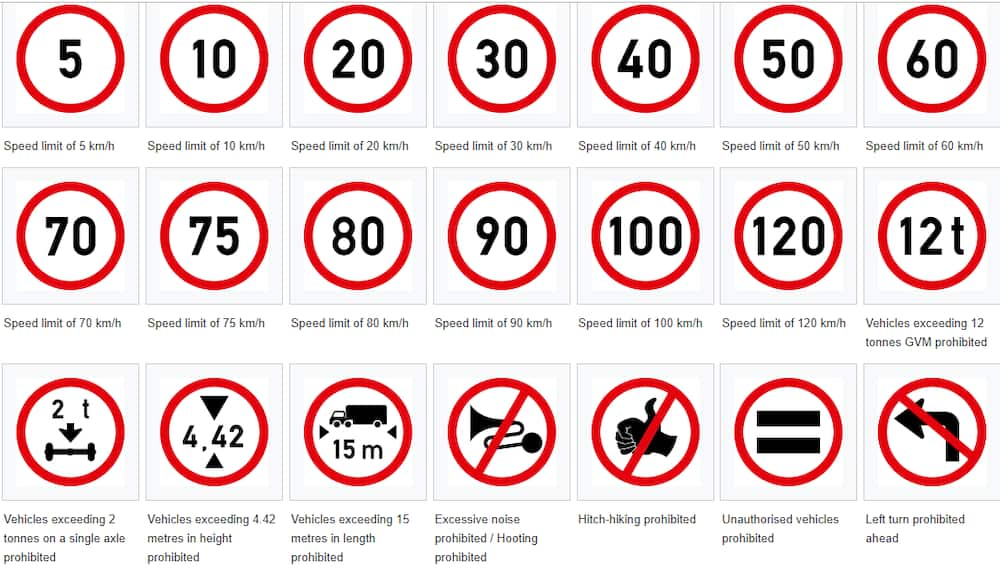 Road signs in South Africa and their meanings