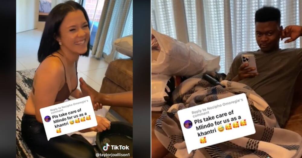 TikTok video of Mlindo the Vocalist's girlfriend washing his feet TikTok video of Mlindo the Vocalist's girlfriend washing his feet